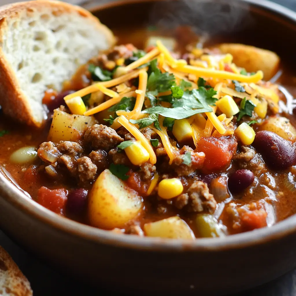 Smoky sausage and ground beef stew