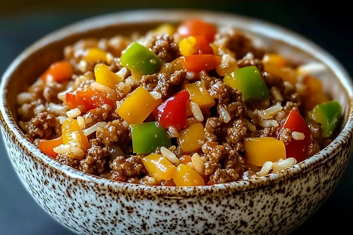 Beef and pepper rice bowl