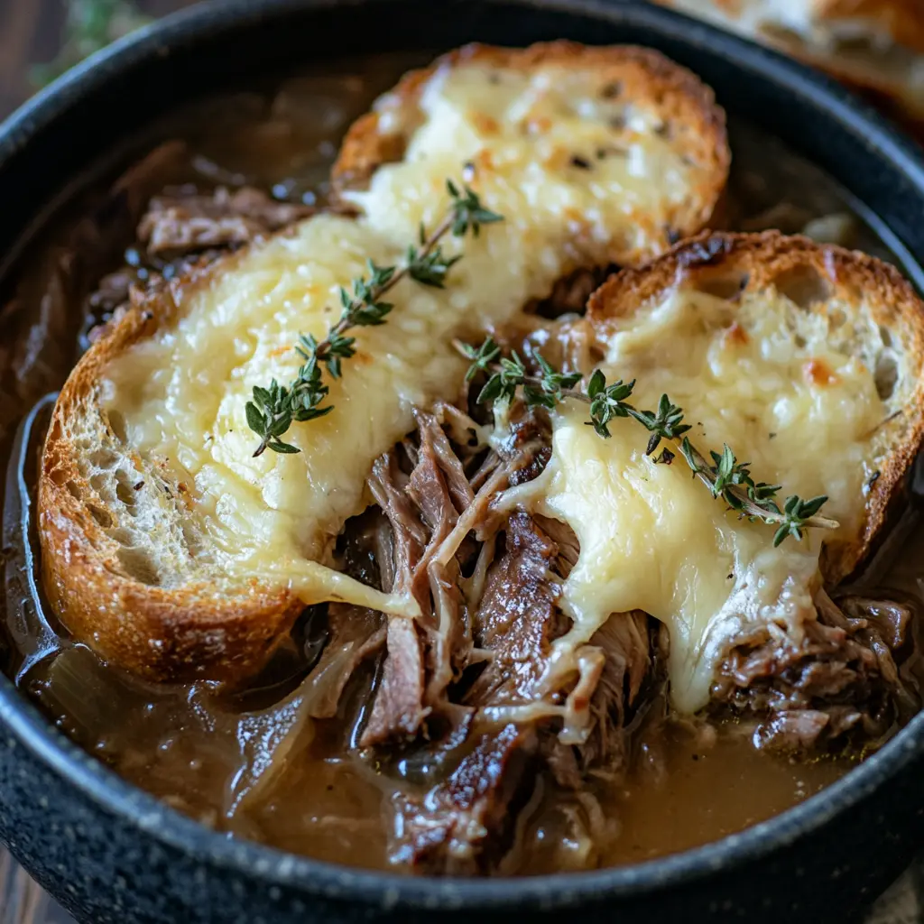 French Onion Short Rib Soup with Gruyère Toast