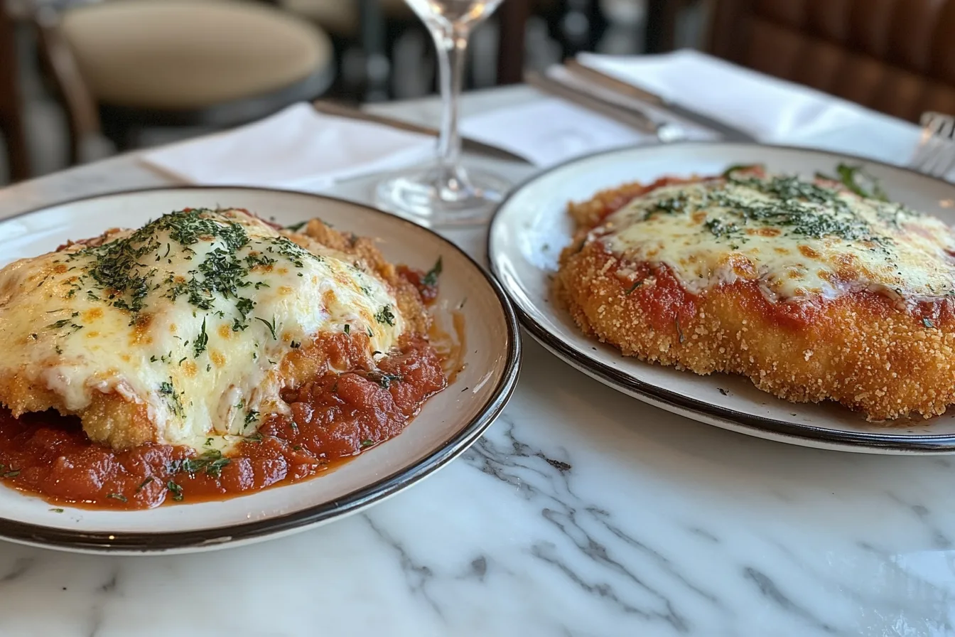 What is the difference between chicken parmigiana and chicken parmesan?