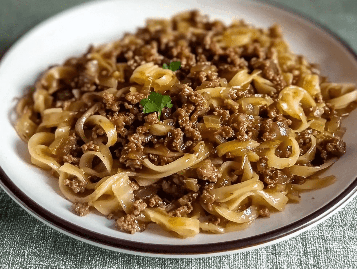 French Onion Beef and Noodles