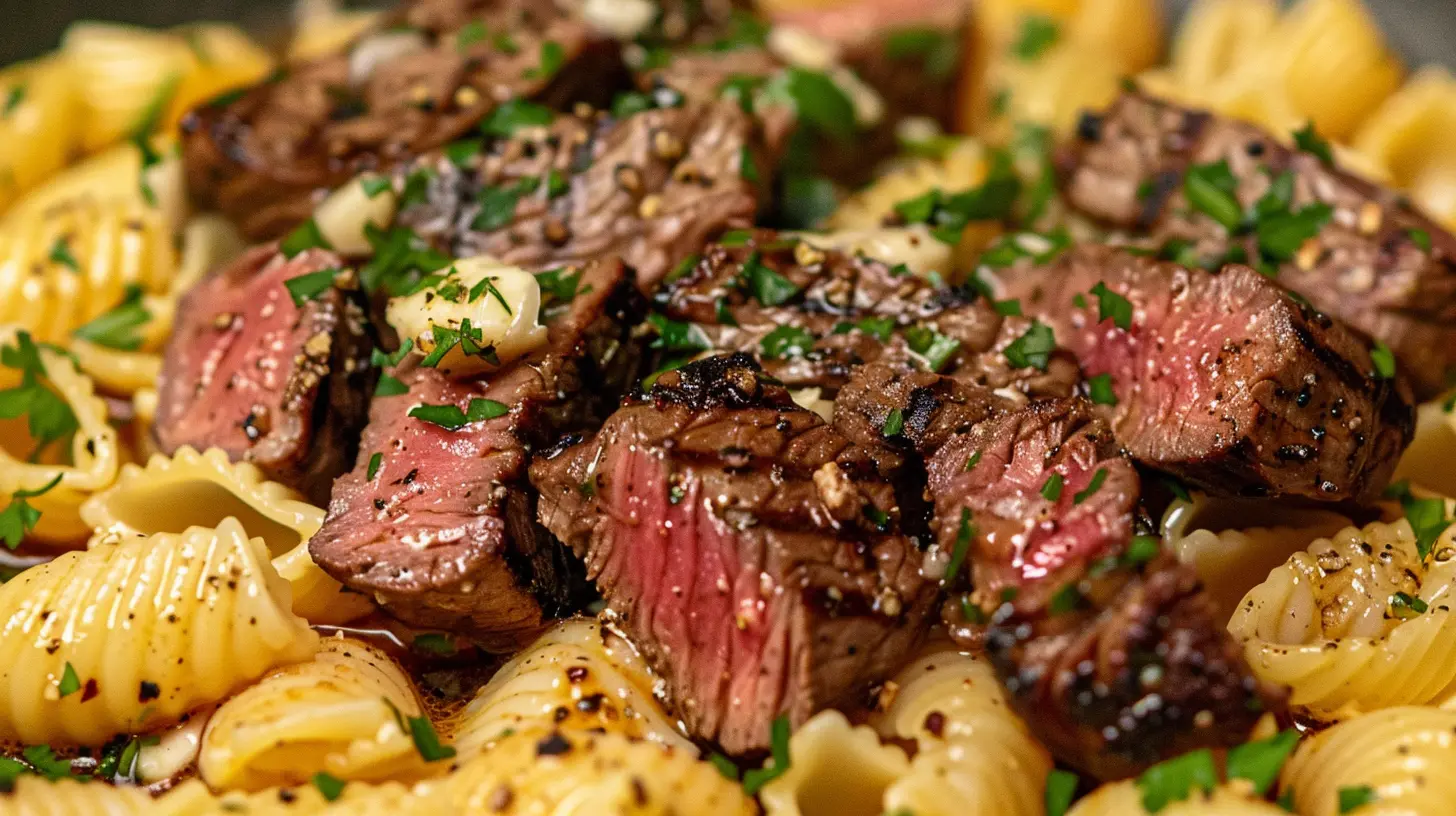 Garlic Butter Steak Bites & Creamy Parmesan Shells 1